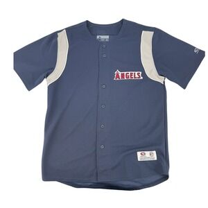 True Fan Los Angeles Angels Y2K  MLB Baseball Jersey Navy Blue‎ Large L/G Mesh